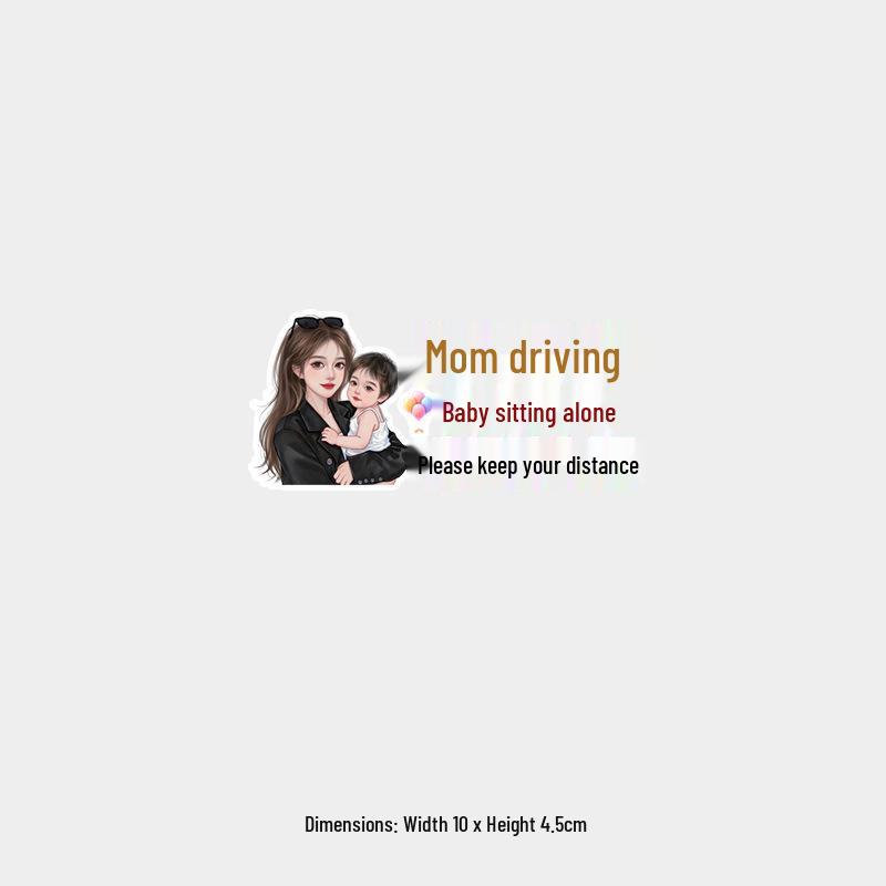 

Mom Driving with Baby: Please Keep Distance - Reflective Waterproof Warning Sticker
