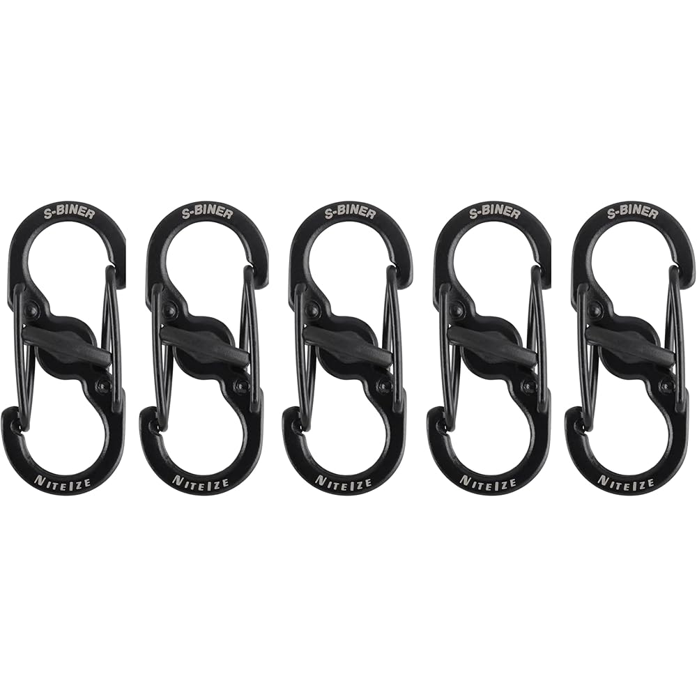 Nite Ize S-Biner Micro Lock Black 5-Pack Durable Carabiner Clips for Outdoor Use