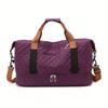 Nylon Travel Duffle Bag with Shoe Compartment Large Capacity Argyle Pattern Casual Weekender Overnight Gym Storage Bag