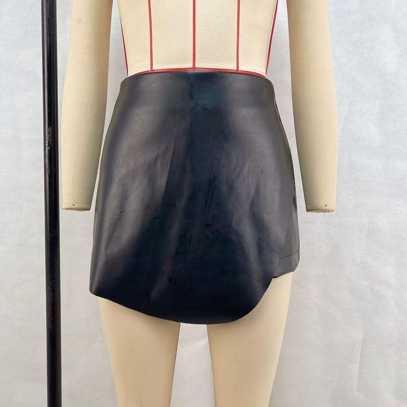 

Fashion Style New Arrival High Waist Hip-Wrapped Pants Skirt PU Leather Shorts High Waisted PU Leather Shorts Black M