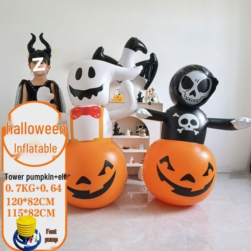 Halloween Inflatable Pumpkin Ghost Lantern Decoration Ornaments Costume Headwear
