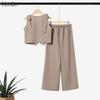 ZANZEA Women Sleeveless Blouse and Long Pants Summer Two Piece Suit Sets
