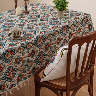 Bohemian Ethnic Tablecloth Polyster Boho Geometric Printed Washable Table Cloth Festival Holiday Party Home Kitchen Tablecover