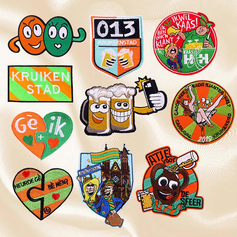 10pcs /Set Netherland Kruikenstad Emblem Embroidered Patches Iron On Patches For Clothing Netherland Carnival Patch Sewing Diy 