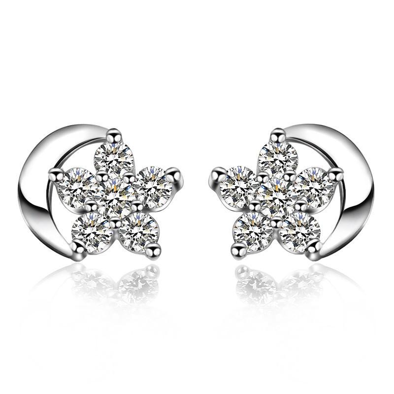 New 925 Sterling Silver AAA Zircon Stud Earrings for Women Fashion Exquisite Student Girlfriend Jewelry Accessories Heart Gift