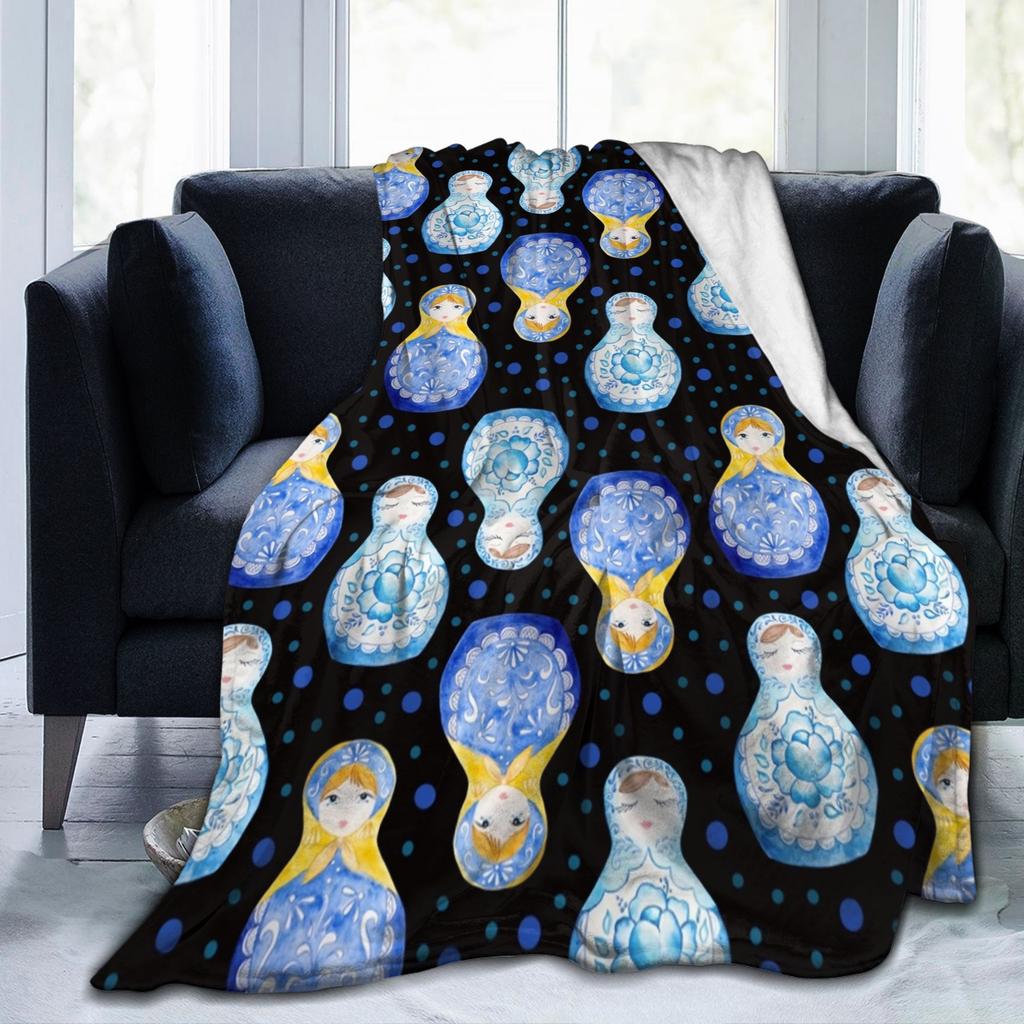 Matryoshka Russian Nesting Doll Knitted Blankets Velvet Cute Ultra-Soft Throw Blanket for Bedding Couch Quilt Multifunction
