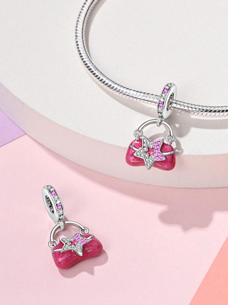 Copper Plated Original Charms Pink Lipstick Perfume Beads Fit Bracelet Women'S Jewelry Gift