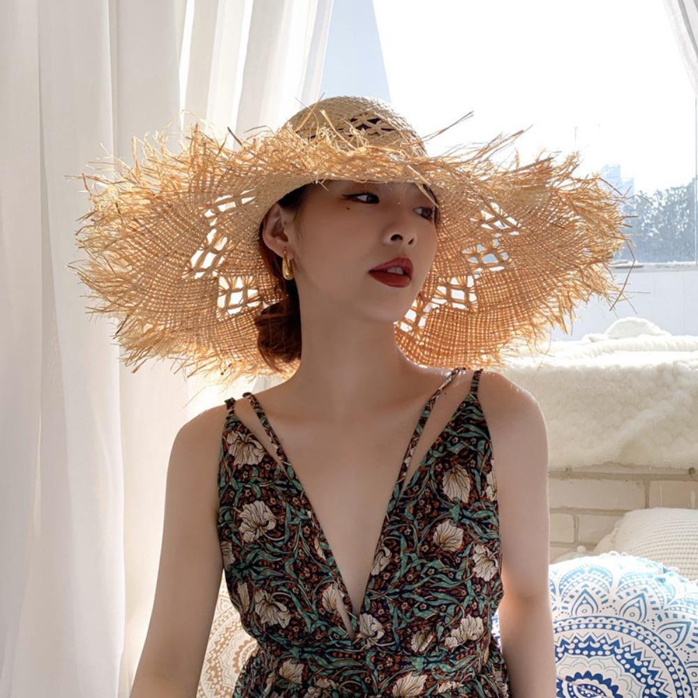 Straw Straw Hat UV Protection Bucket Hat New Sunshade Cap  Outdoor Garden Fishing Vacation