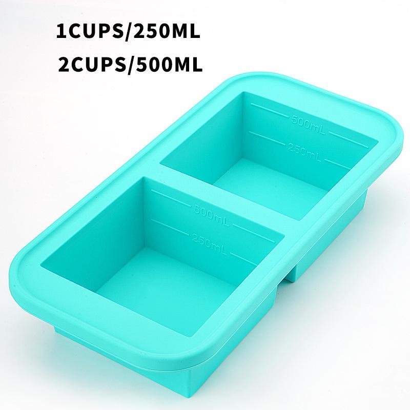 Silicone Freezer Mold with Lid Refrigerated Food Storage Box Food Box Silicone Ice Tray Mold Ice Box Crisper