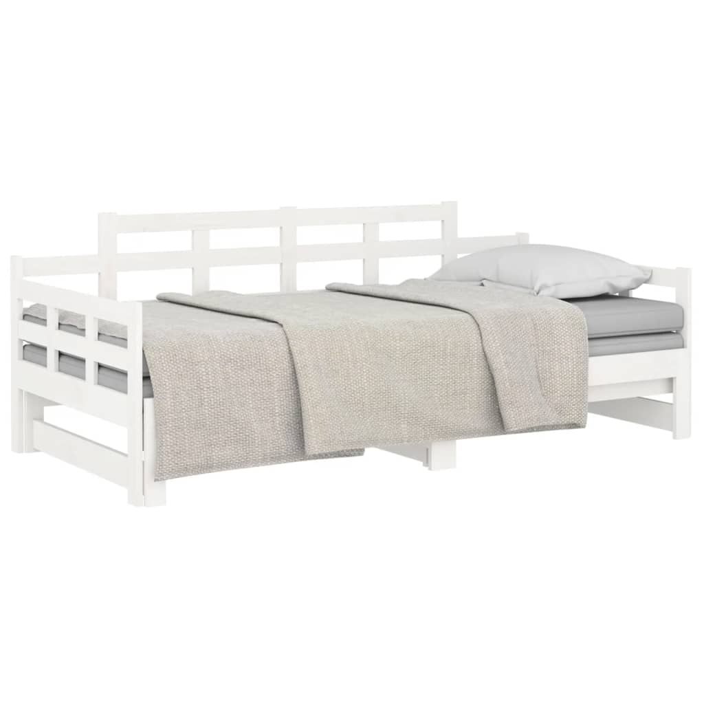 Extendable Daybed White Solid Pine Wood 2x(80x200) cm