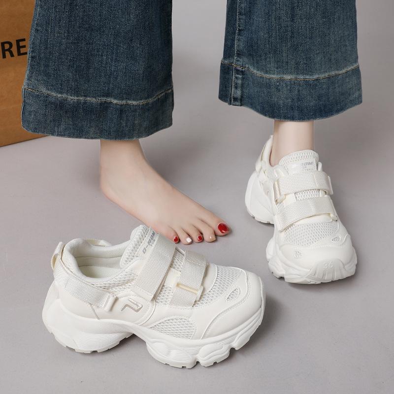 

Ugly cute Velcro double net dad shoes women s sports 2025 summer new chic niche Korean version platform white shoes 35