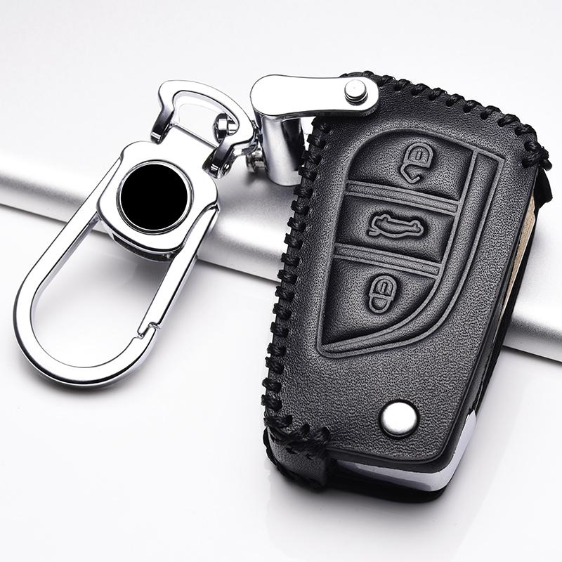 Leather Car key cover case shell set protector fob for Toyota aygo Yaris Highlander Camry RAV4 2 3 button key holder