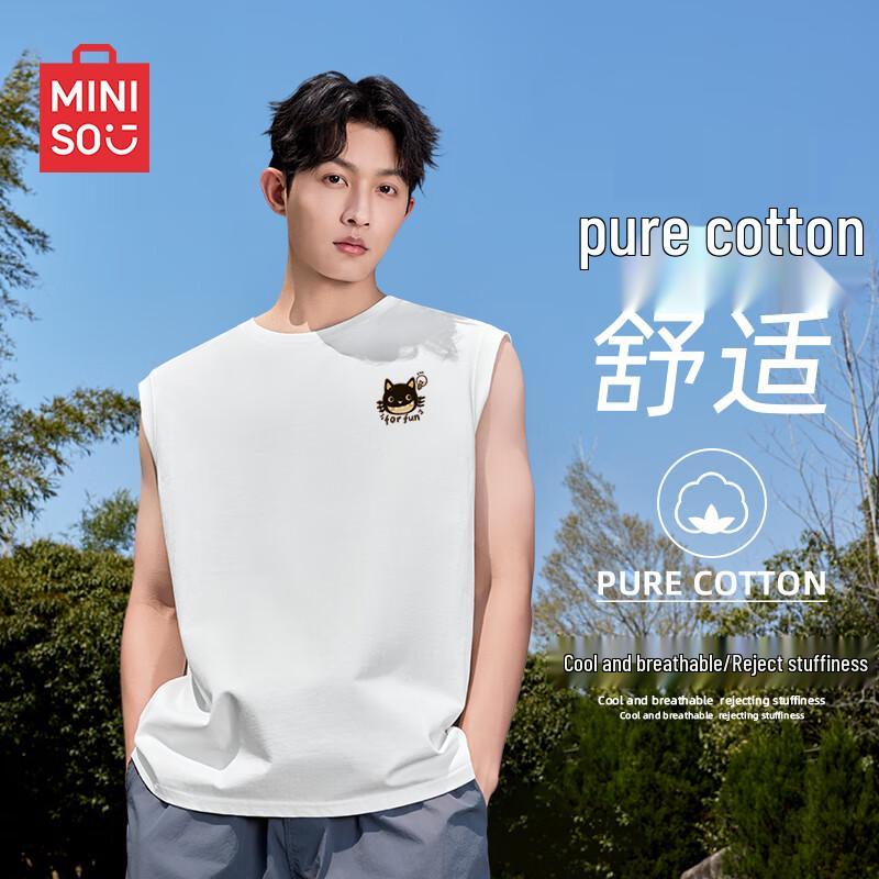 MINISO Мужская свободная майка из плотного чистого хлопка с графическим принтом XL