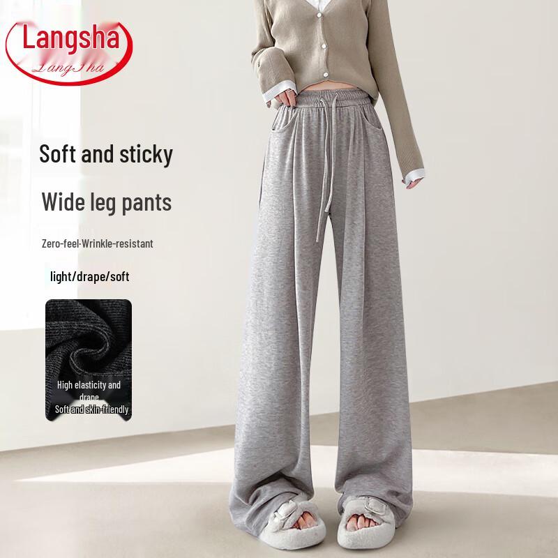 LANGSHA Women's High-Waist Draped Wide-Leg Pants