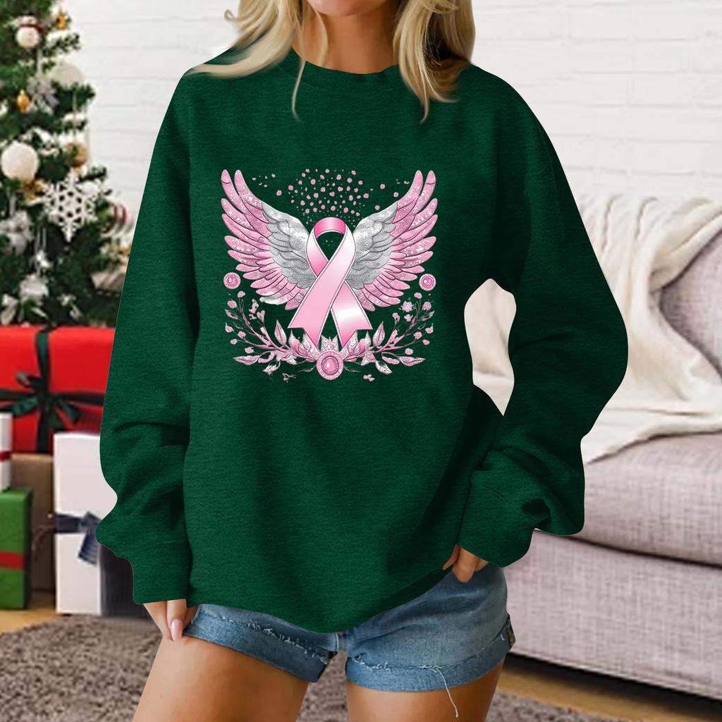 Women's Casual Long Sleeve Printed Pullover Sweatshirt Loose Fit Round Neck Top for Everyday Wear