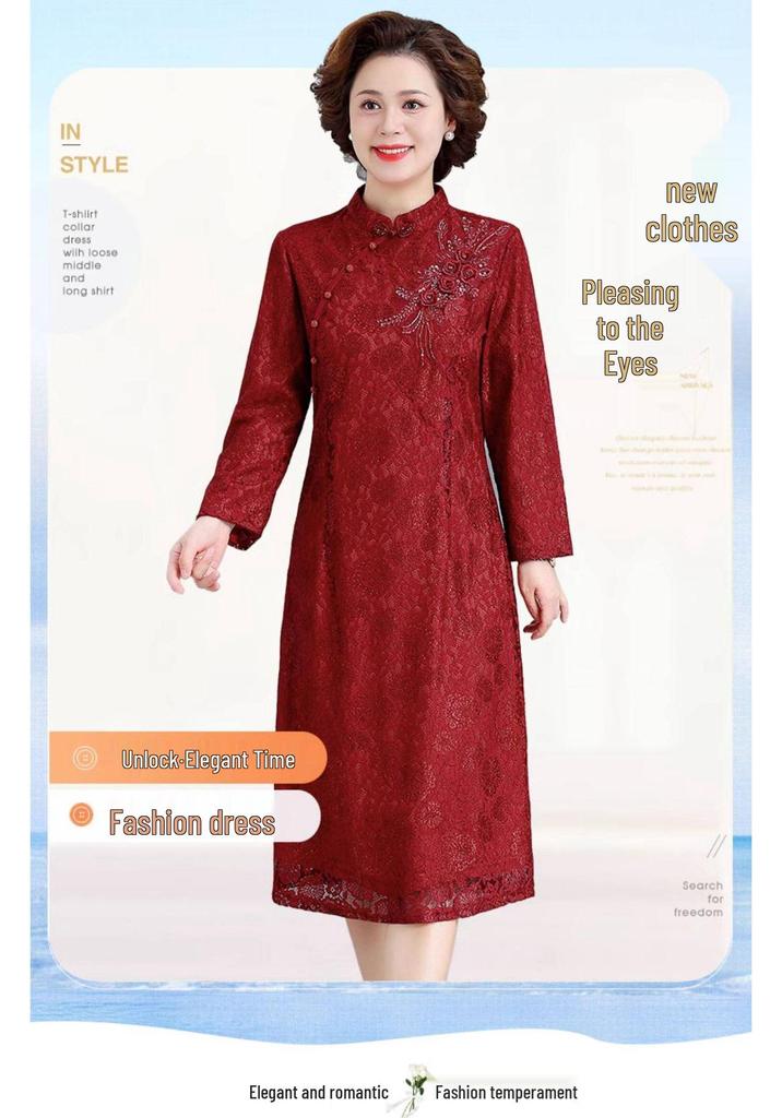 Elegant Spring Mother-in-law Wedding Qipao Dress - Formal Wear & Daily Skirt