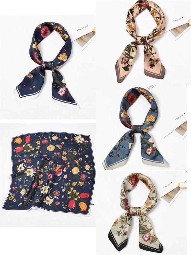 Luxuriöser Seidenschal für Damen, Quadratisch, Schal und Büro-Wrap, Kleiner Haarkragen, Hijabs, Kopftuch, Damenschals, 70x70cm