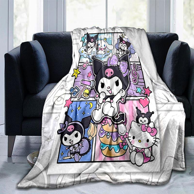 1pc Kuromi & Friends Blanket, Soft and Cozy Home Decor Gift for All Seasons, Living Room, Travel, Camping, Car Blankets, Beach, Office Naps, Perfect f