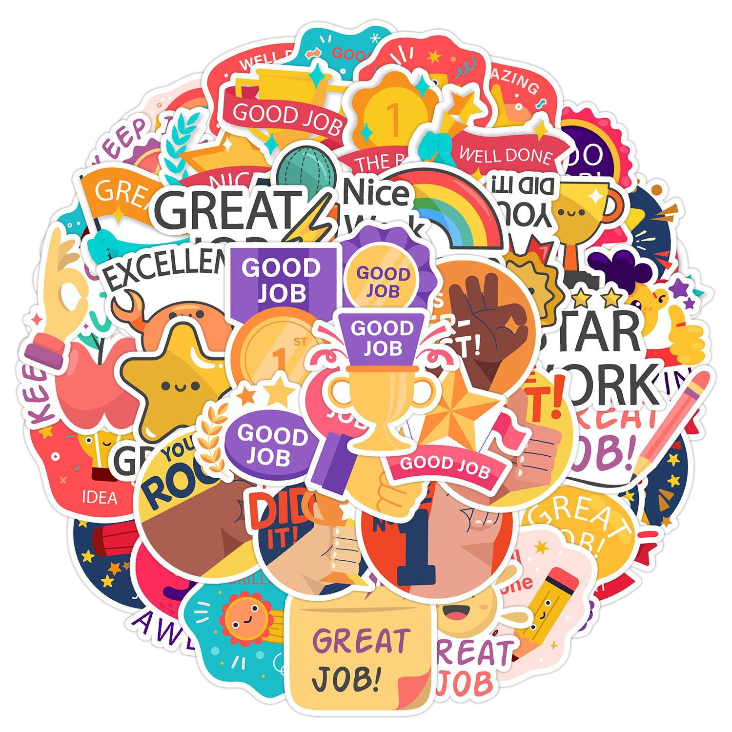 

50 Reward Series Waterproof Graffiti Stickers for Water Bottles & Suitcases