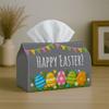 1pc Easter Decoration Modern Easter Decorative Tissue Box with Egg Banner Pastel Illustration-Napkin Storage Organizer for Kitchen,Car,Decorative Box,