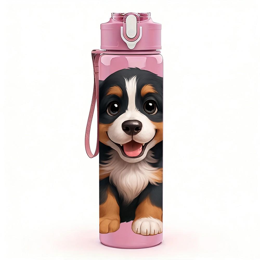 1PC Bernese Mountain Dog Pet Print 750ml Color Plastic Sports Water Bottle Leakproof Flip Straw Lid Suitable for Sports Office Home Use