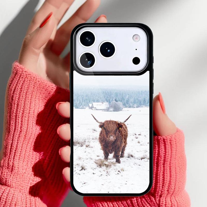 Cute Highland Cow soft Phone Case for iPhone 17 16 15 14 13 Pro Max Back Cover for 12 11 Pro Coque