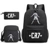Set Zaino Scolastico Cristiano Ronaldo per Bambini Ragazzi Ragazze 15L Tessuto Oxford Borsa a Doppia Tracolla con Spallacci Imbottiti Traspiranti