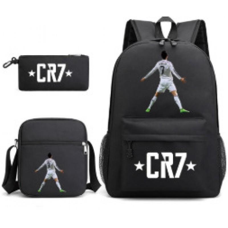 Set Zaino Scolastico Cristiano Ronaldo per Bambini Ragazzi Ragazze 15L Tessuto Oxford Borsa a Doppia Tracolla con Spallacci Imbottiti Traspiranti