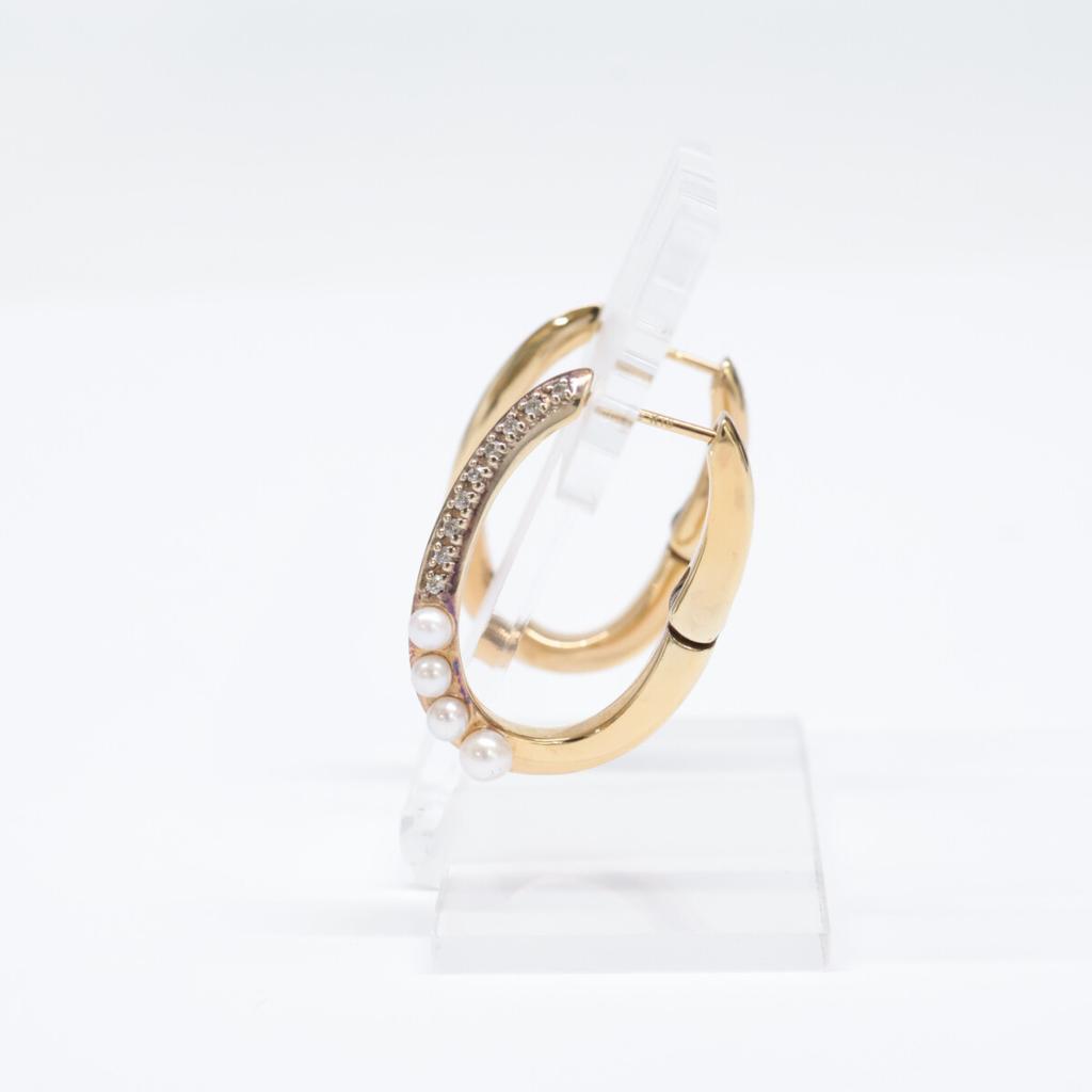 ete [Beautiful Condition] 925 K18 Pearl Bijou Hug earring Yellow gold platingUsed