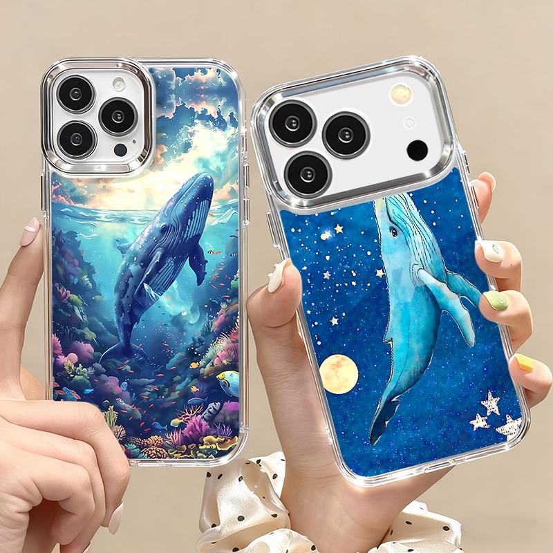 For iPhone 17 Pro Max Case Blue Giant Whale Ocean Pattern Soft Silicone Cover For Funda iPhone 16 Pro Max 15 14 13 12 11 17 Air