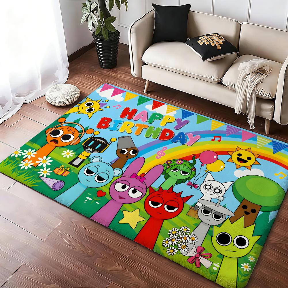 Game S-Sprunki Brithday Floor Mat Soft Thickened Absorbent Non-Slip Bedroom Living Room Door Mat Home Decor Flannel Rugs