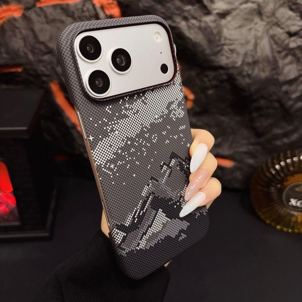 Kevlar Carbon Fiber Texture Magnetic Case for iPhone 17 Pro Max - Water Decal Half-Wrapped Protective Cover