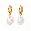 European and American 18K Gold Plated Stainless Steel Irregular Pearl Hoop Earrings