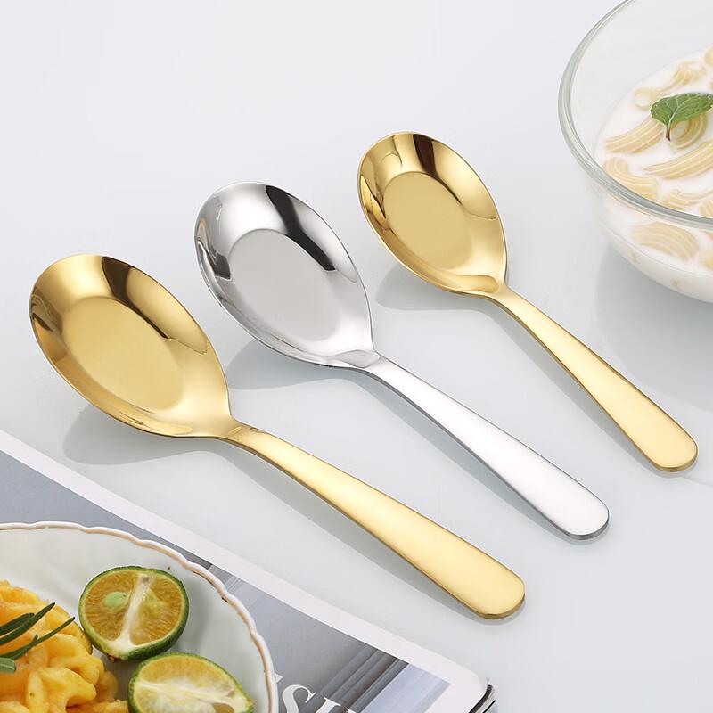 Zhishi 304 Stainless Steel Golden Flat Bottom Spoons