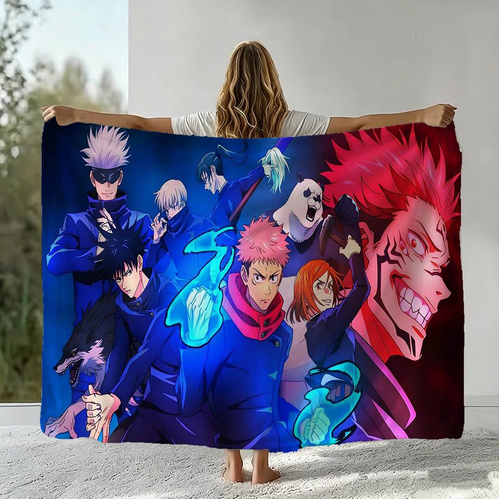 Cartoon Jujutsu Kaisen Anime 3D Flannel Blanket Soft Throw Blanket Art For Home Decor Bedroom Bed Sofa Cover Picnic Fans Gifts