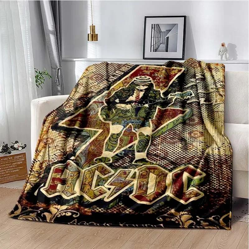 ACDC Pattern Throw Blanket Light Weight Blanket for Living Room Bedroom Kidsroom Warm Blanket Christmas Gift