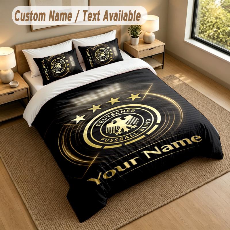 3Pcs Bedding Set Custom Name Text, 1 Sheet 2 Pillowcases Home Bed DecorGermany National Football Team