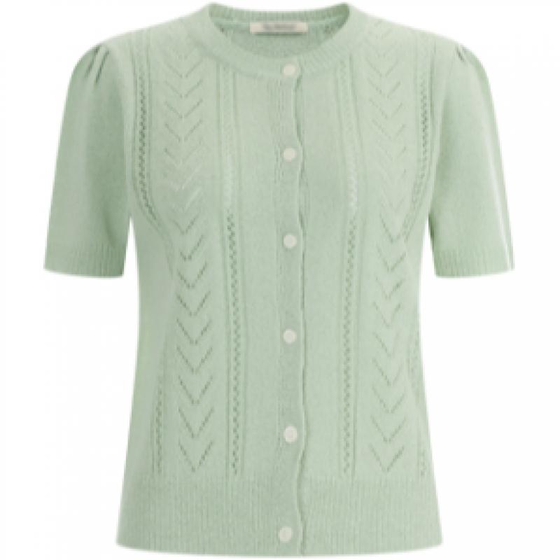 Shop Women Button Open Puff Sleeve Short Sleeve Knit Cardigan Pink Bom Wcd 120