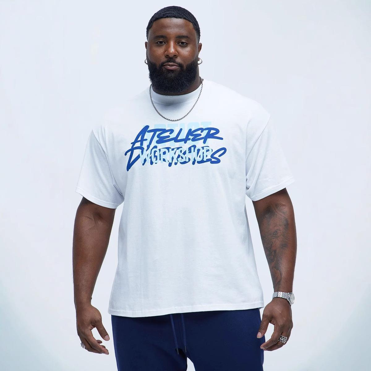 

English Alphabet Print Pattern T-shirt Men s and Women s Fashion Short-sleeved T-shirt Cotton T-shirt 5XL белый