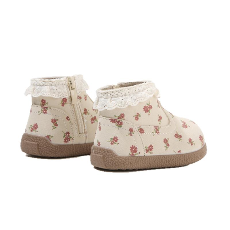 Autumn Baby Boots Leather Cute Flower Lace Princess Girls Shoes Kids Ankle Boots Toddler Baby Boots EU 16-26