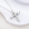 Angel's Wings Feather Necklace 925 Silver Original Blue Eyes Long Chain Link For Mom Women Wedding Party Jewelry Gift