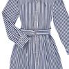Polo Ralph Lauren Striped Print Collar Midi Long Sleeve Dress Kids Dresses White 313785816-003