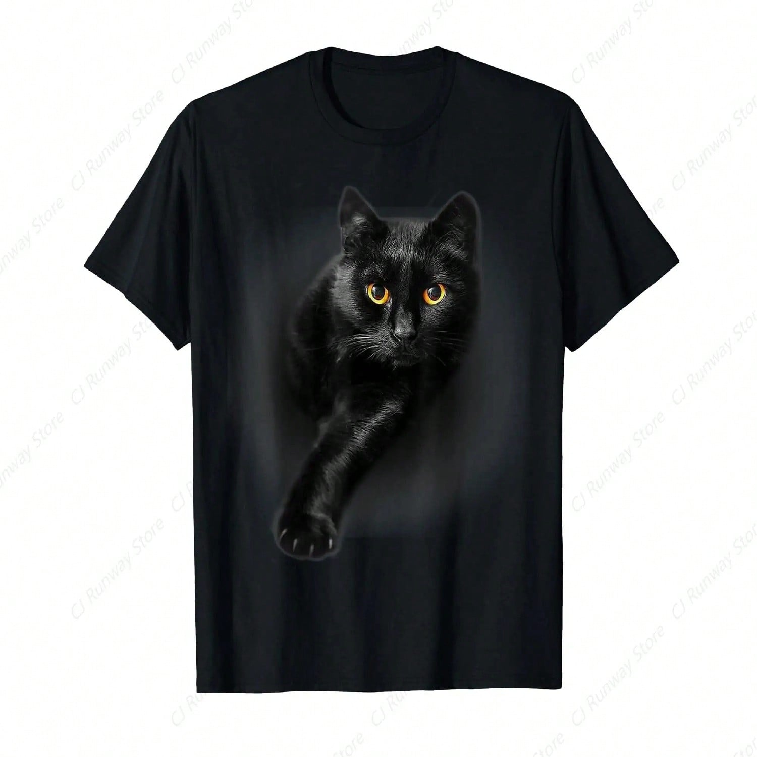 Black Cat Christmas Fairy Lights And Santa Claus Hat T-Shirt S разноцветный