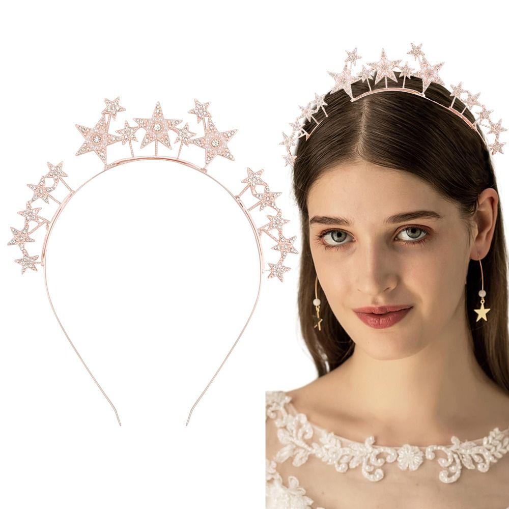 Alloy Rhinestone Star Headband Fashion Bride Headpiece New Star Halo Headband