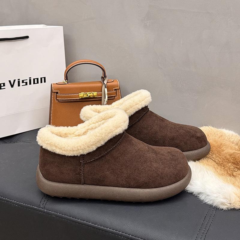 Ugly Cute Big Head Snow Boots Women's Winter 2025 Waterproof Snow Boots Fluffy Short Boots Thick-soled Piled Thickened Cotton Shoes