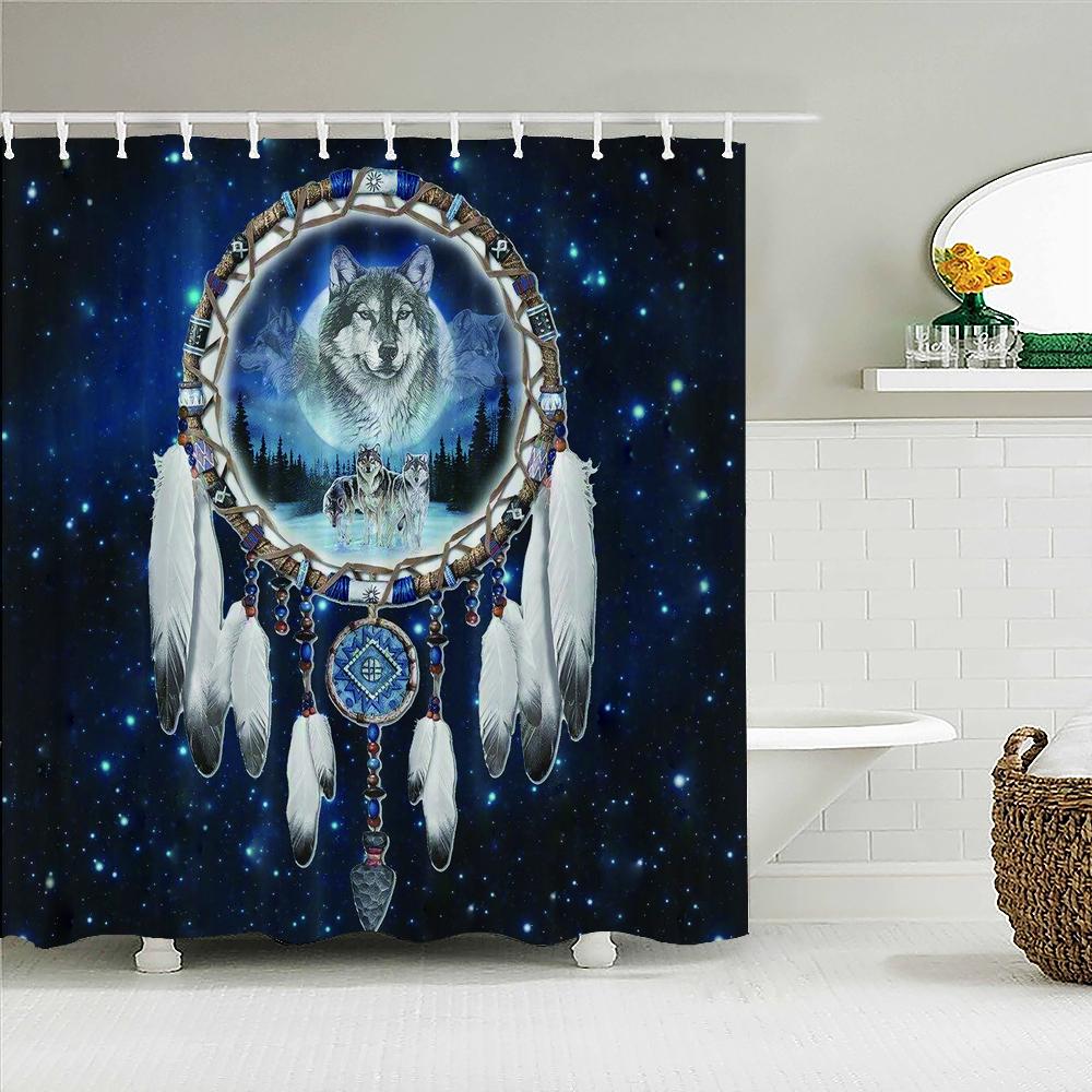 

Indian Bohemia 3D Shower Curtains Fabric Print Boho Waterproof Bathroom Curtain With Hooks Decor 180*200Cm Bathtub Screen W60H190(CM)-1 Pcs