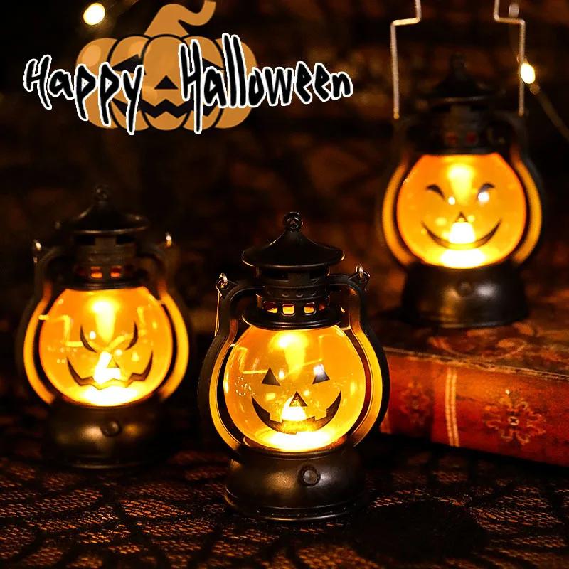 Halloween Pumpkin Ghost Face Lamp Portable Skull Decoration Light for Bar Party Table Atmosphere Prop Halloween Decor Use