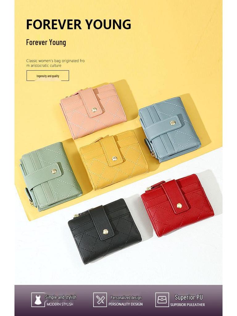 Korean Style Creative Zipper Coin and Card Holder - Fashionable Women's Short Wallet