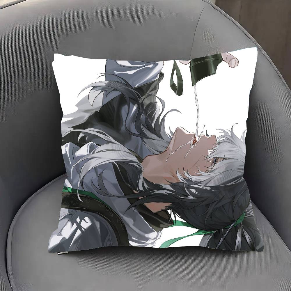 Qiuyuan Anime W-wuthering Waves Pillow Case Fashion Square Pillowcase Bedroom Sofa Room Ins Decoration Leisure