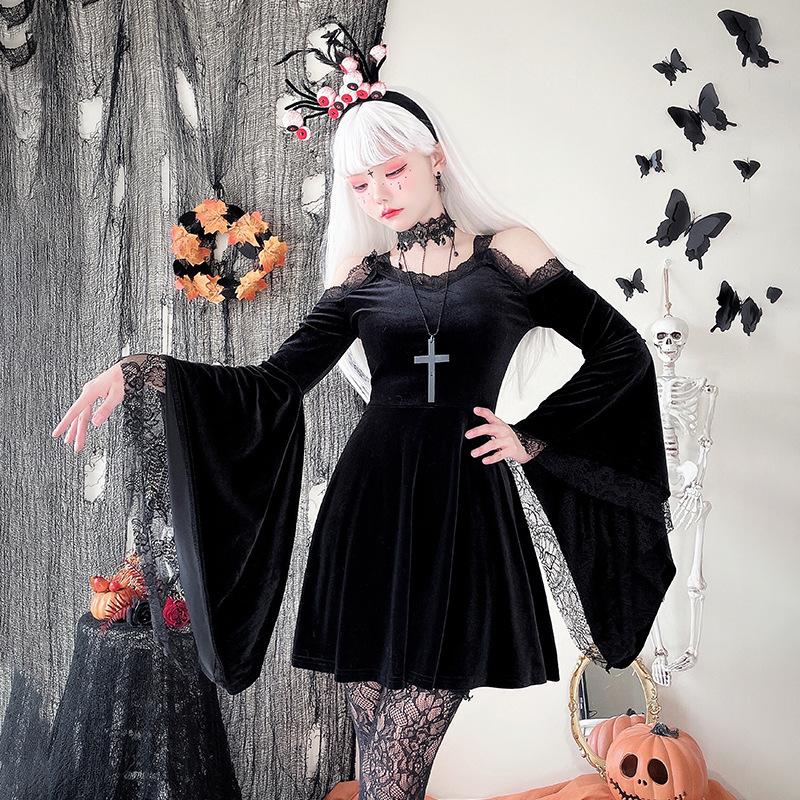 Halloween costume sexy punk style dark goth Y2K Millennium Yamamoto cold wind little devil dress